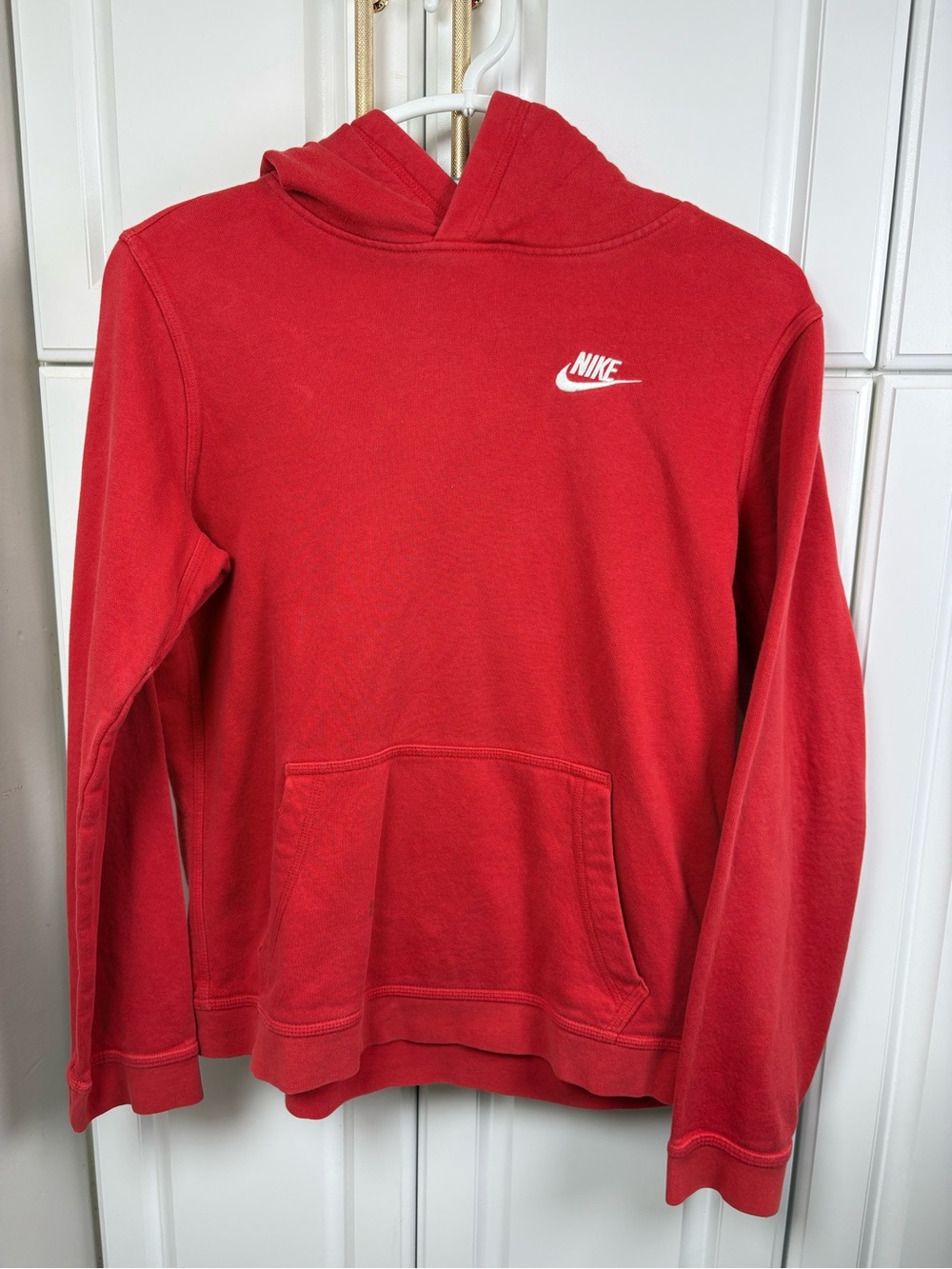 Nike Red Pullover Hoodie with White Swoosh Logo